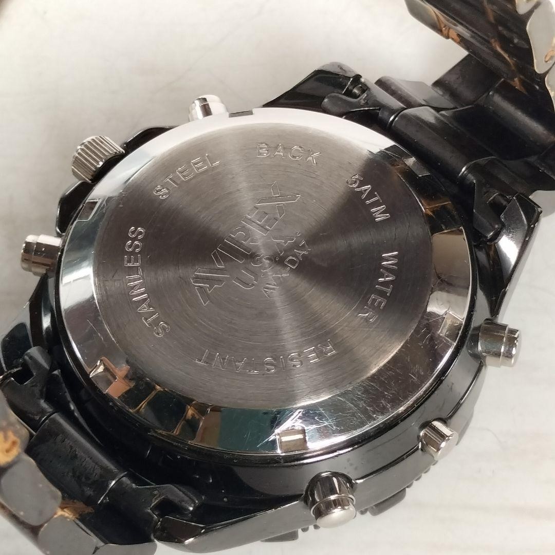 Avirex USA Ana-Digi AVX-DA7 Chronograph Quartz Military Watch Used