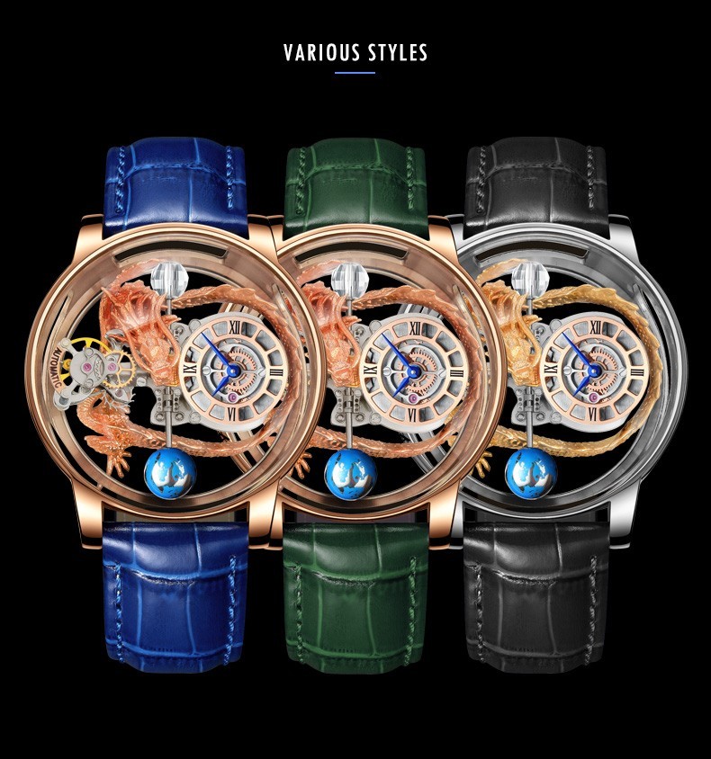 PINDU Luxury Celestial Unmoving Dragon Waterproof Sports Machinery Men’s Watch