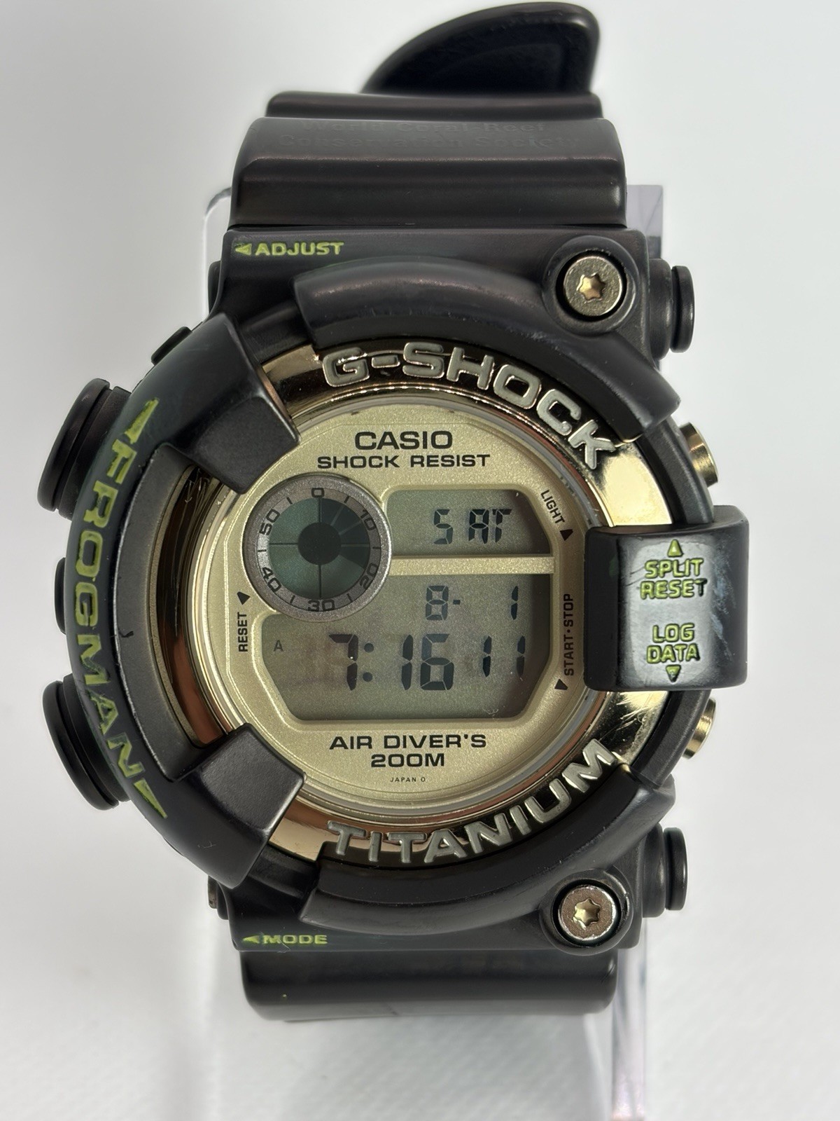 Casio G-Shock FROGMAN DW-8201WC W.C.C.S. Custom Dyed Black Titanium Watch Rare