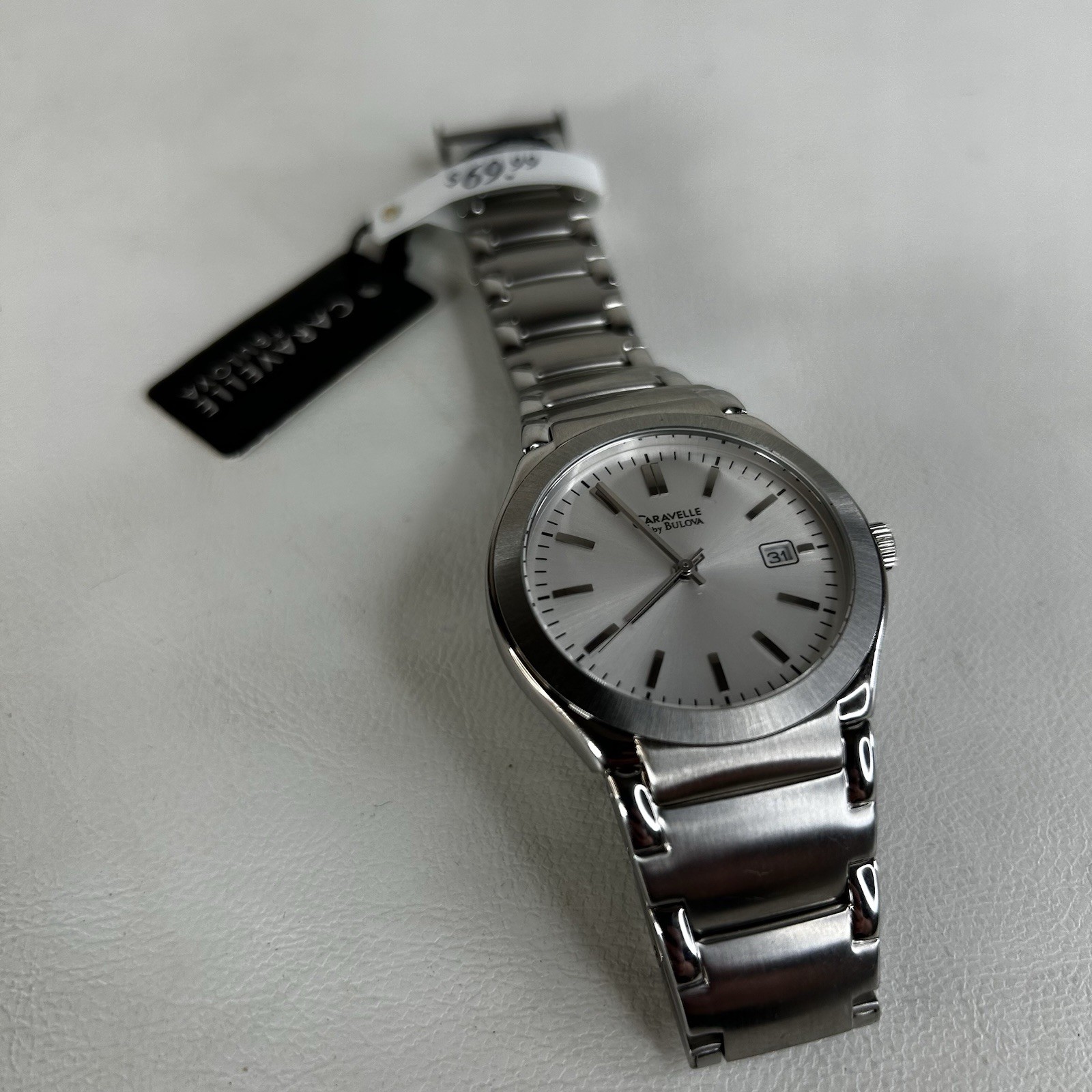 Caravelle by Bulova Watch 43B37 Men’s Brushed Silver Tone Round Analog Date