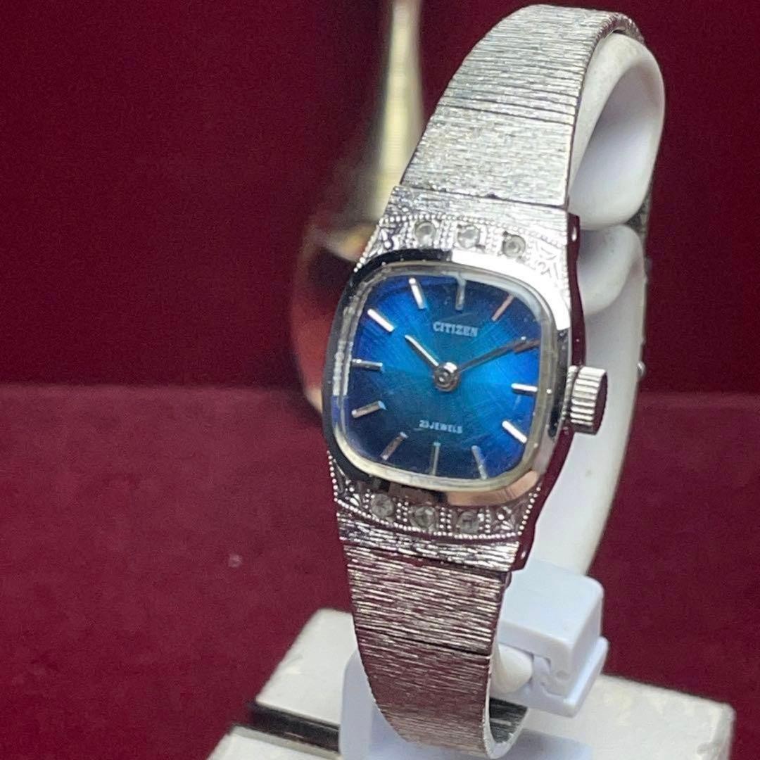 Citizen Vintage 1973 23 Jewels Hand Wind WGP Blue Dial Women’s Watch -Working