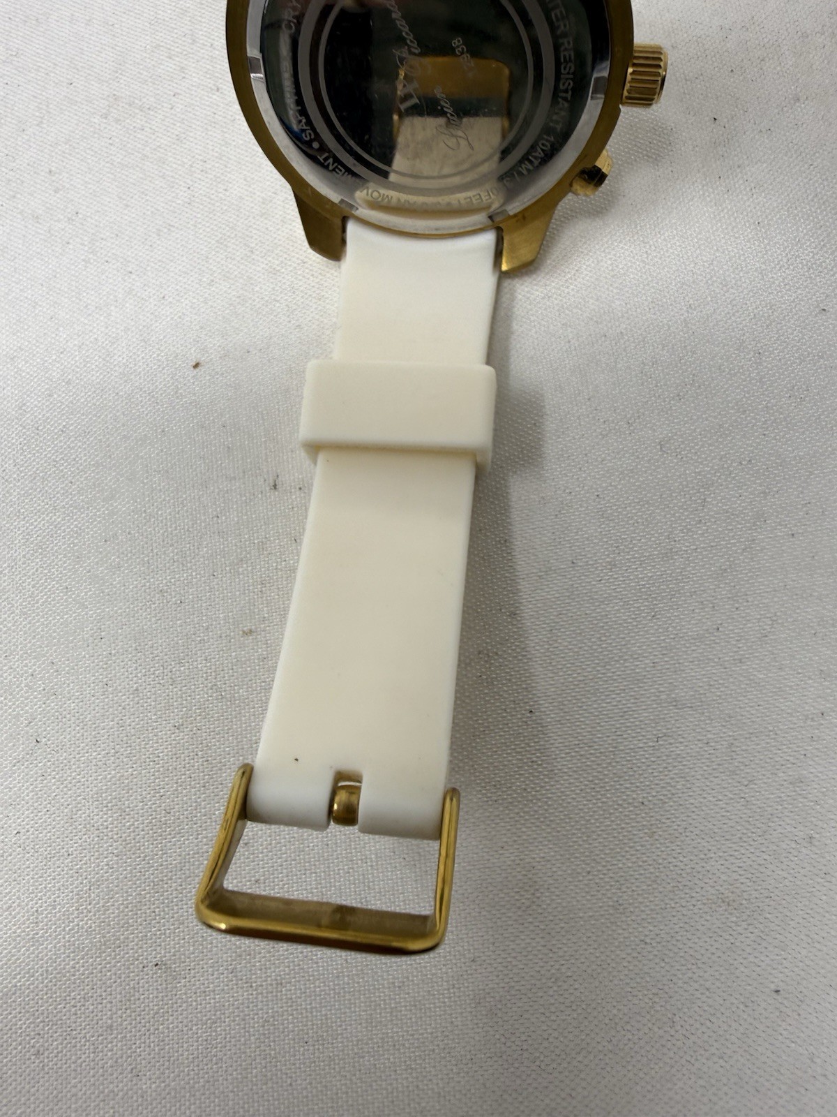 Lucien Piccard LP Chronograph Watch White Dial Silicone Strap Runs New Battery