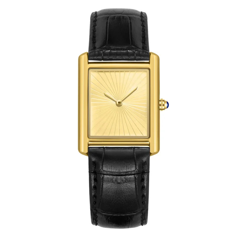 Classic Tank Square Quartz Watch Leather Strap Waterproof Classic Dress Watch