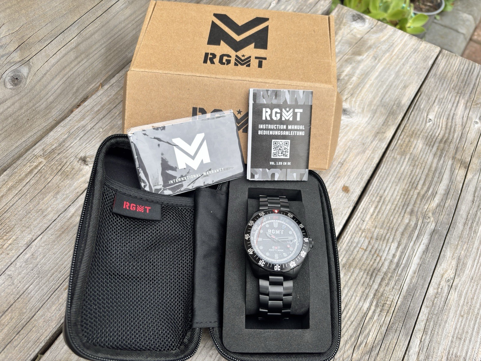 RGMT Continental GMT – Stealth Black. Swiss GMT Movement. free display stand
