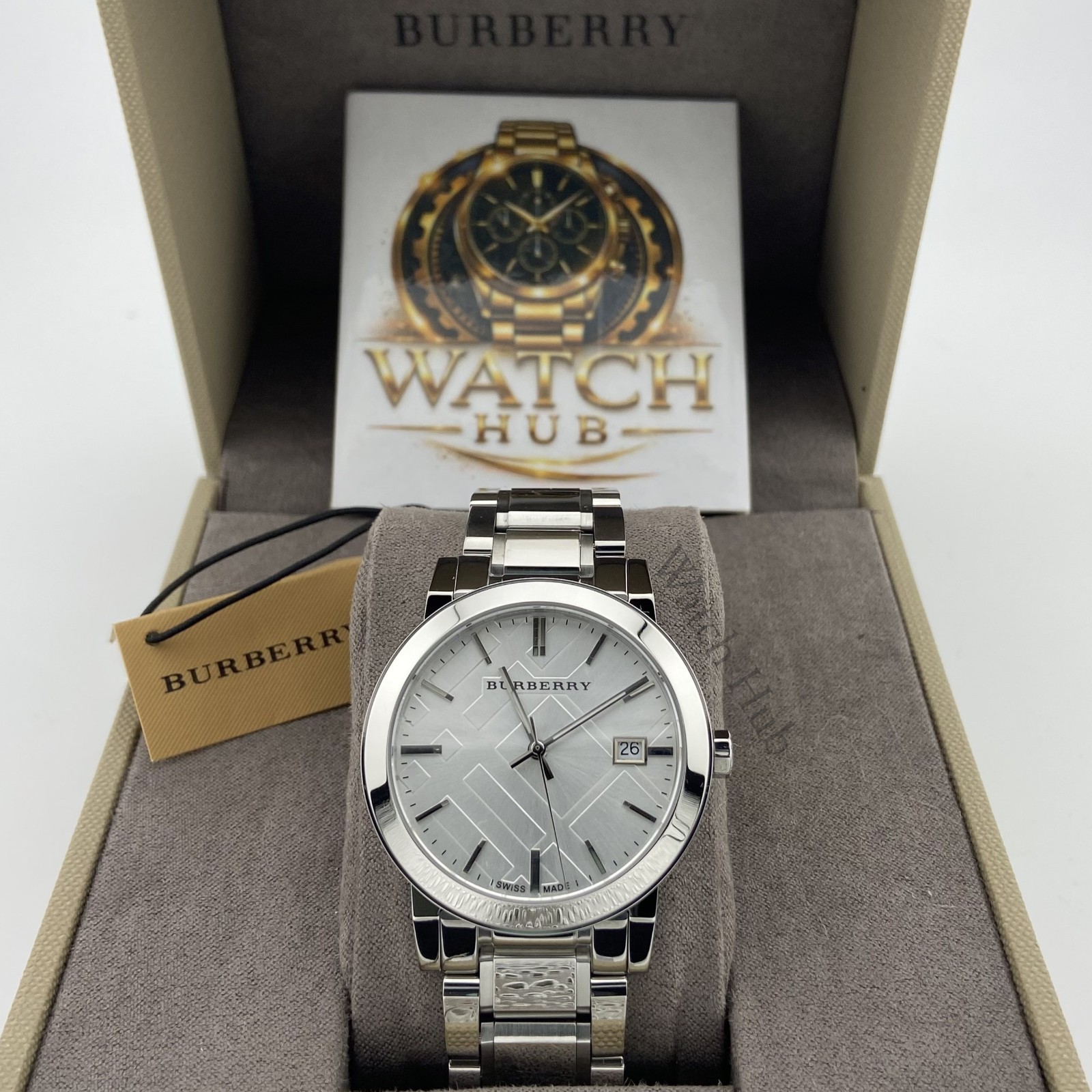 New Burberry BU9000 The City Silver 38mm Dial Stainless Steel Unisex Swiss Watch