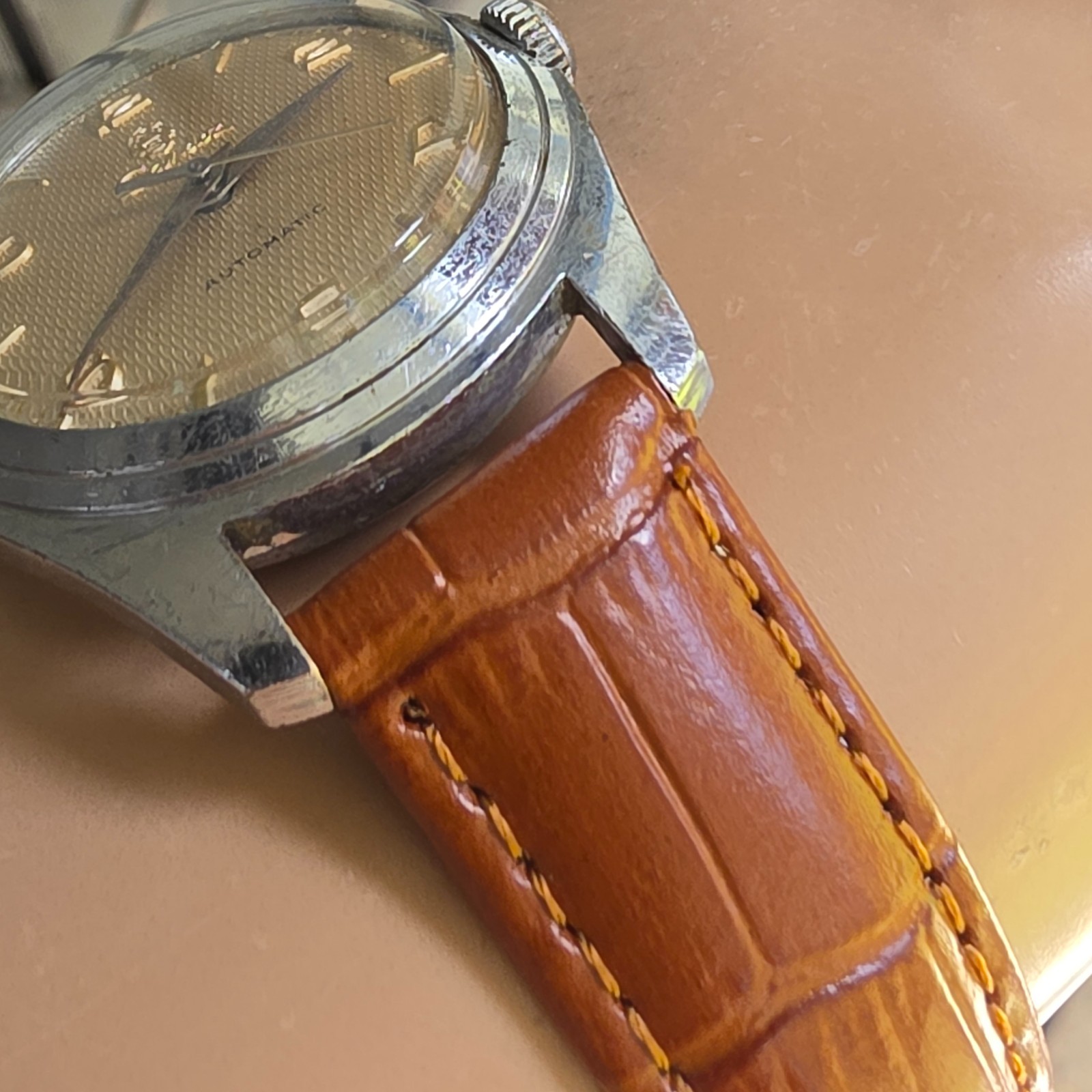 Vintage SANDOZ men’s automatic watch AS 1361n 25Jewels Honeycomb dial 1950s