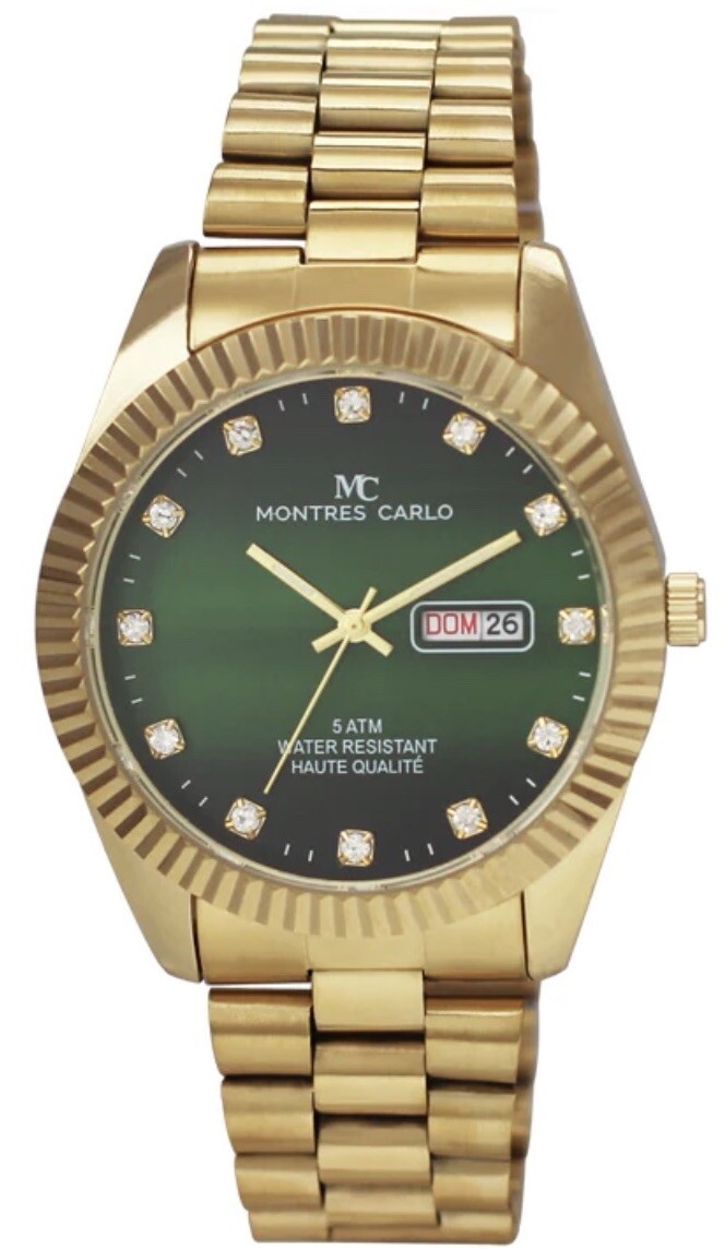 Mens Fashionable Watch W/Metal Band & Day and Date