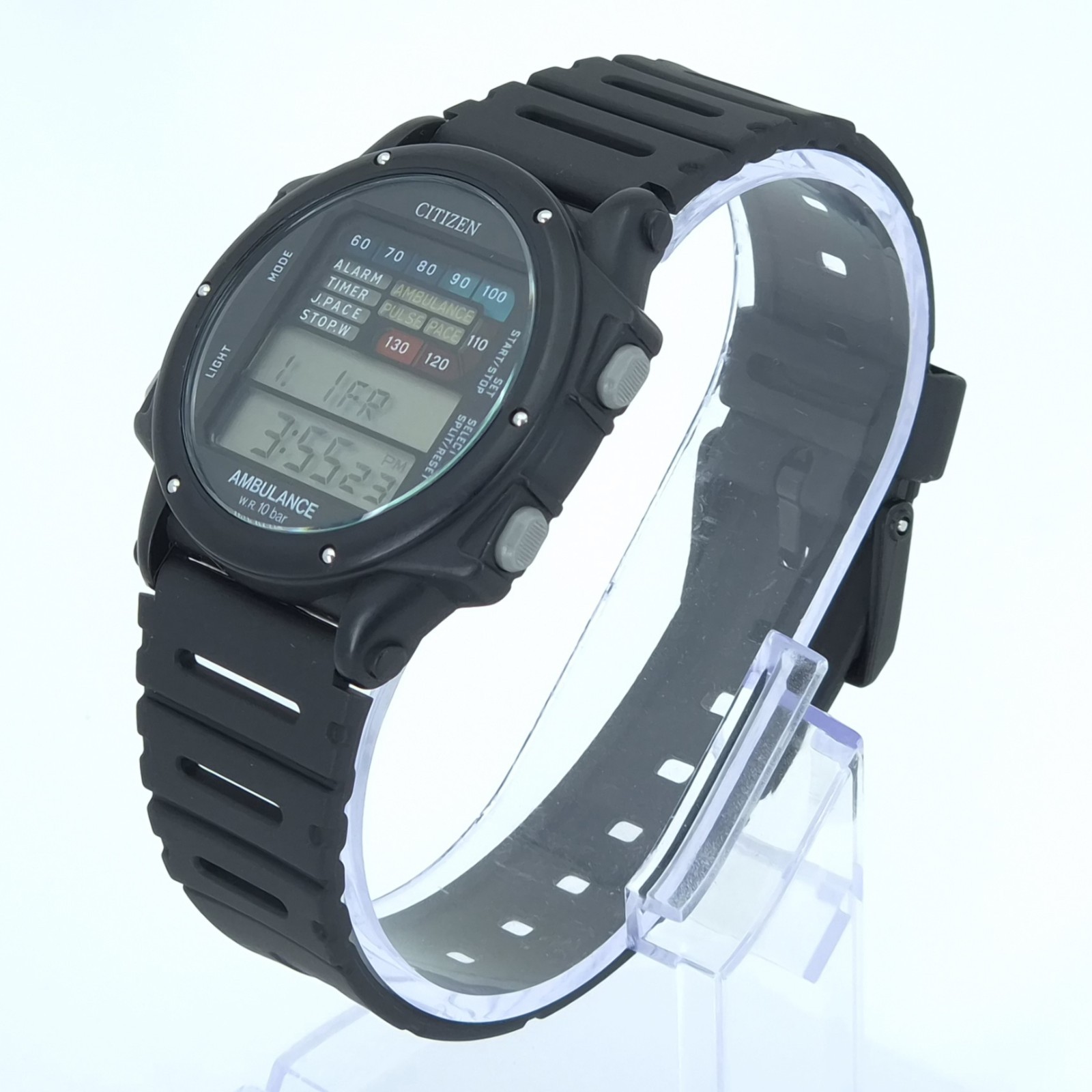 NOS CITIZEN D170-314395 “AMBULANCE” WR 10BAR VINTAGE DIGITAL WATCH JAPAN 1983