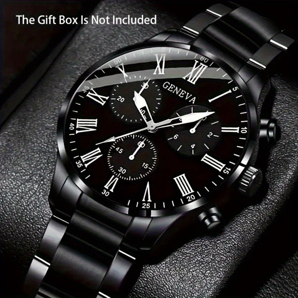 2pcsWaterproof Watch Stainless Steel Quartz Luminous Classic Business Wristwatch
