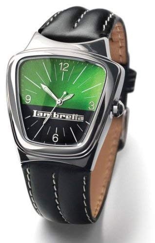 Mint Retro LAMBRETTA JET Green Black Dial / Black Leather Strap Italian Watch