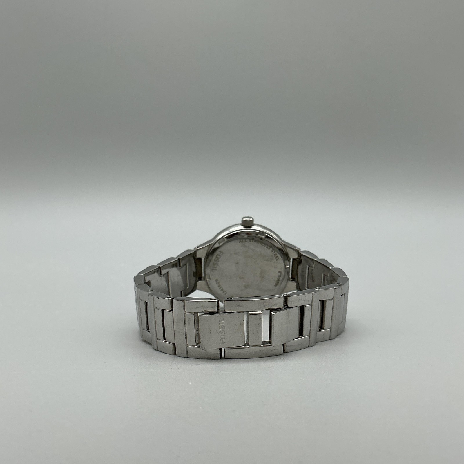 Fossil Spectacle Womens Watch 29mm Silver Tone Crystal Stainless New Battery 7″