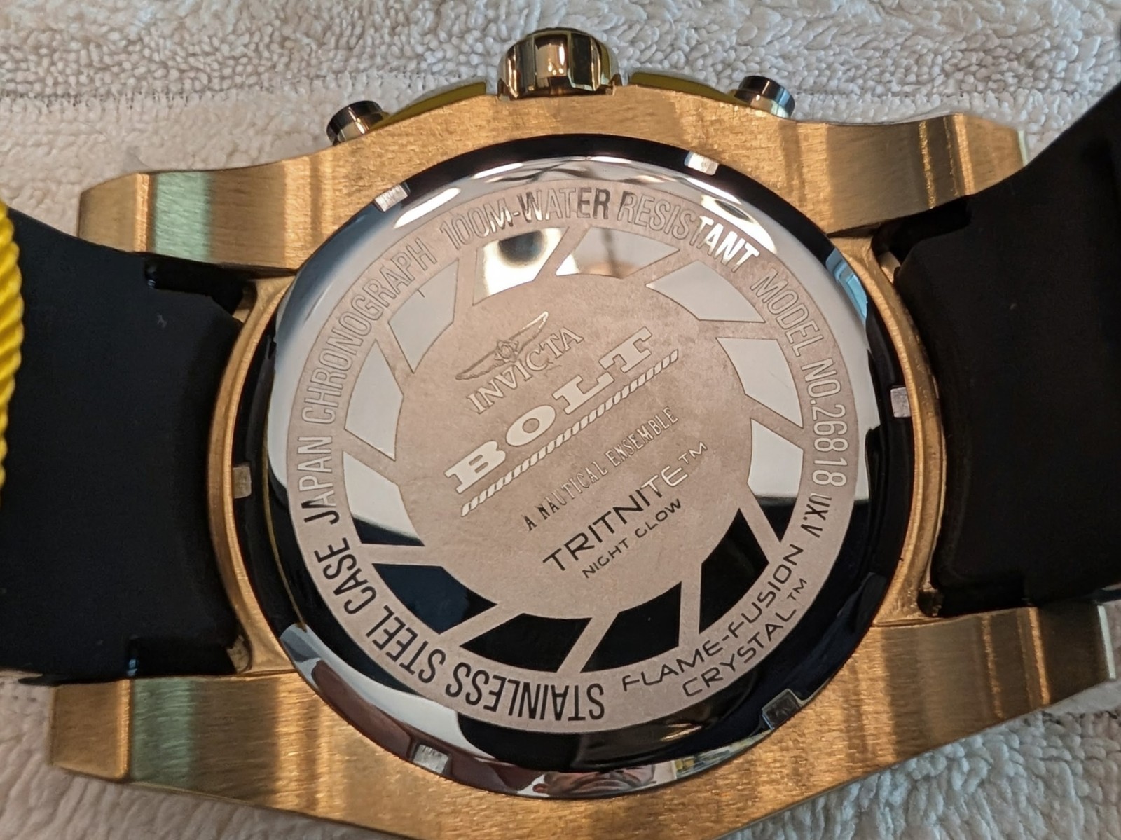 Invicta Bolt Chronograph 52mm Black & Gold Men’s Watch – Model 26818 (With Box!)