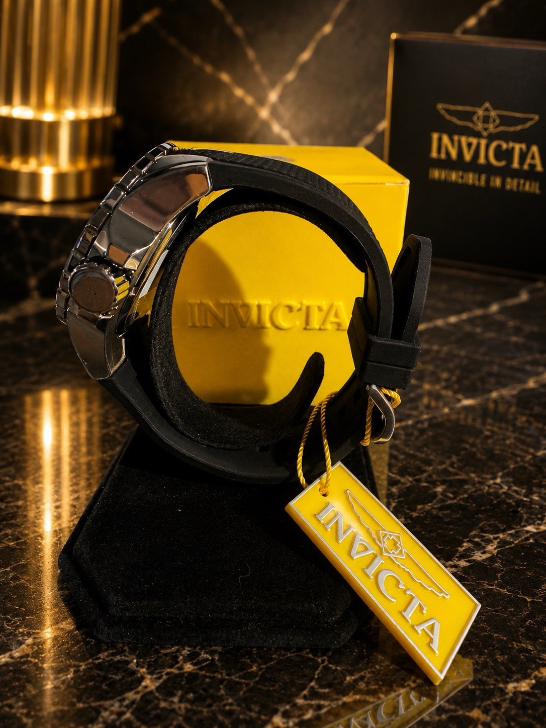 Invicta Aviator 32916 50mm Silver Stainless Steel Case with Black Silicone Strap