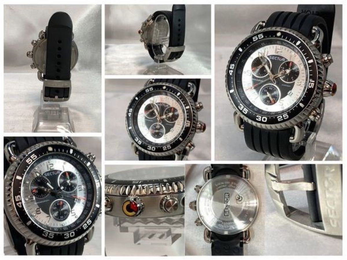 Sector 3251990 Chronograph Quartz Black Silver Date Men’s Watch 44mm Italy