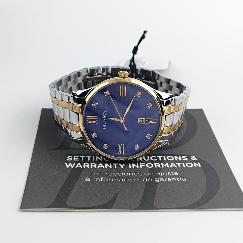 Bulova Men Marine Star 98D130 Blue/Gold Dial Quartz Chronograph Watch 40MM