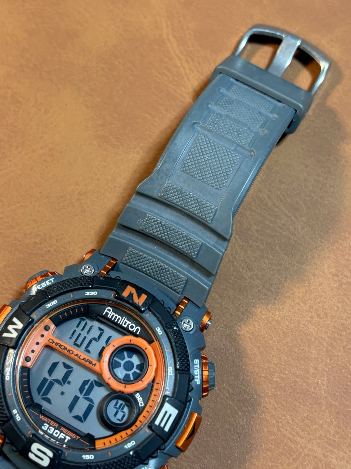 ARMITRON Digital 40/8284 Men’s Watch Orange & Gray WR100M,Chrono,Alarm,Runs
