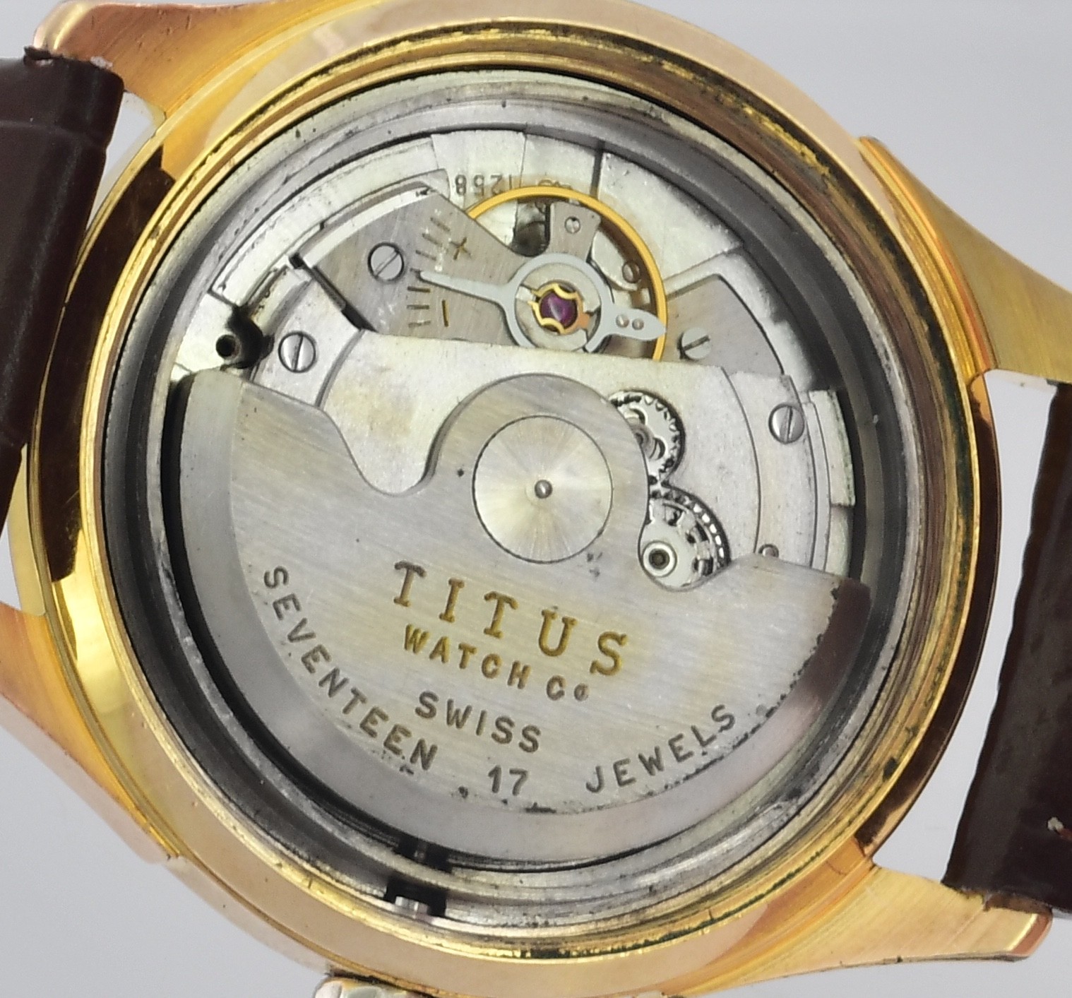 Vintage TITUS 17 Jewels Automatic Date Rose Gold All Swiss Wrist Watch –