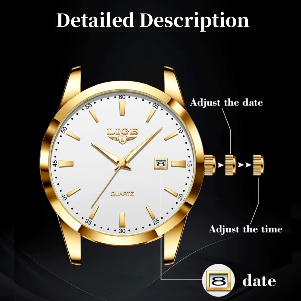 Luxury Men’s Watch Waterproof Quartz Date Luminous Business Leather Wristwatch