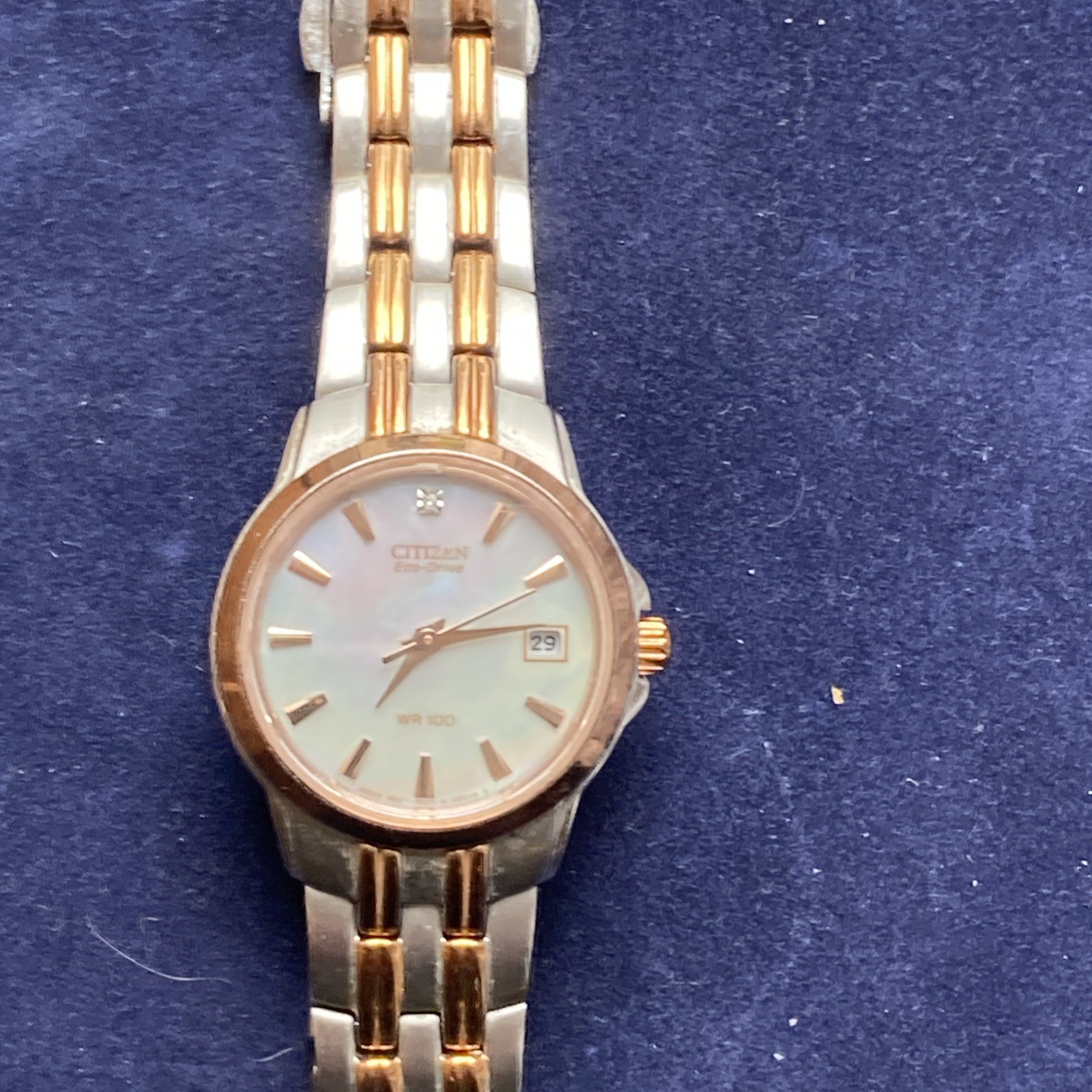 Citizen Ladies Eco Drive White Dial Date Two Tone Bracelet Watch EW1264-50A