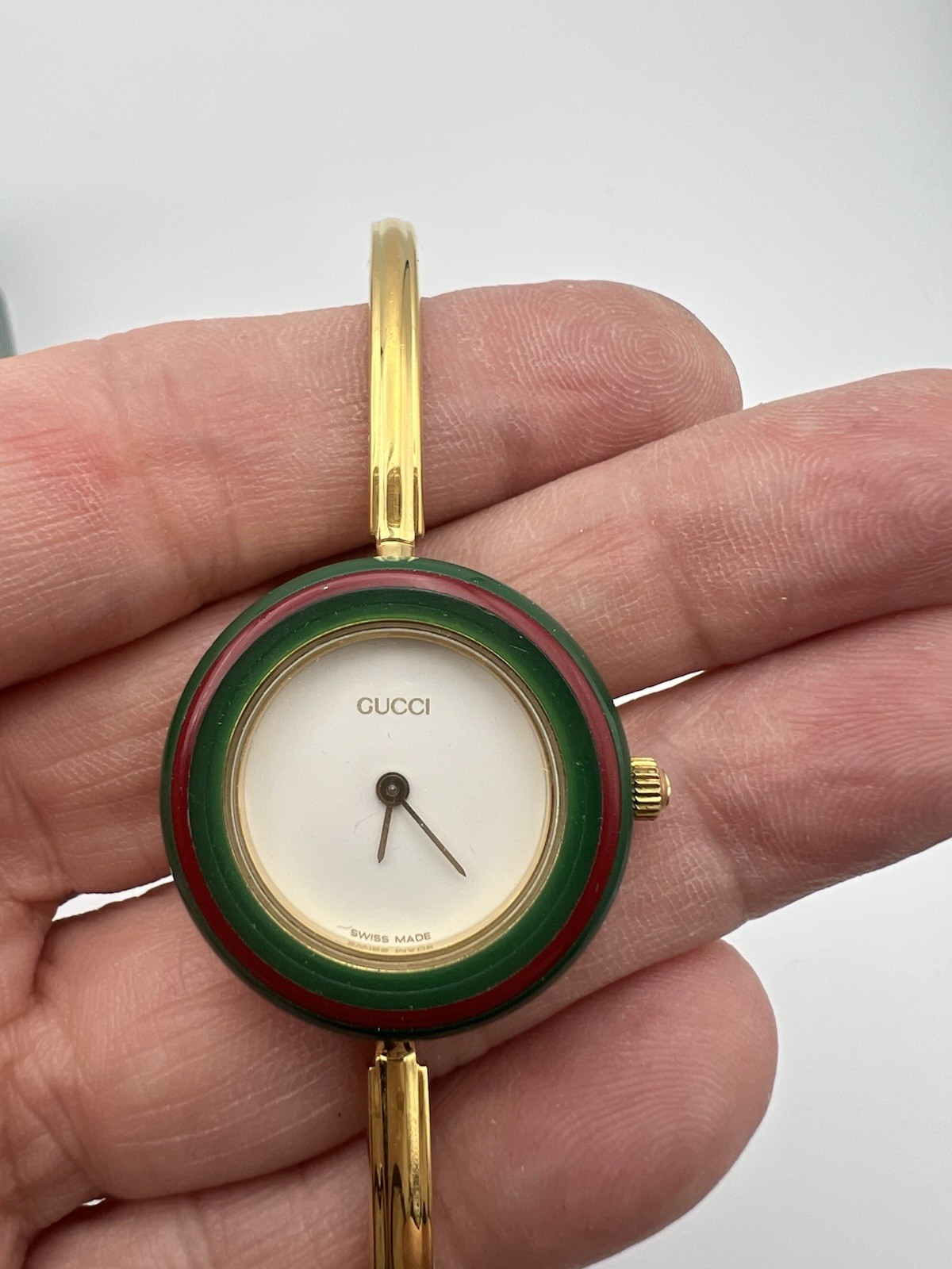 Gucci Change Bezel 11/12.2 Watch 12 Colors Box White Gold Vintage MINT