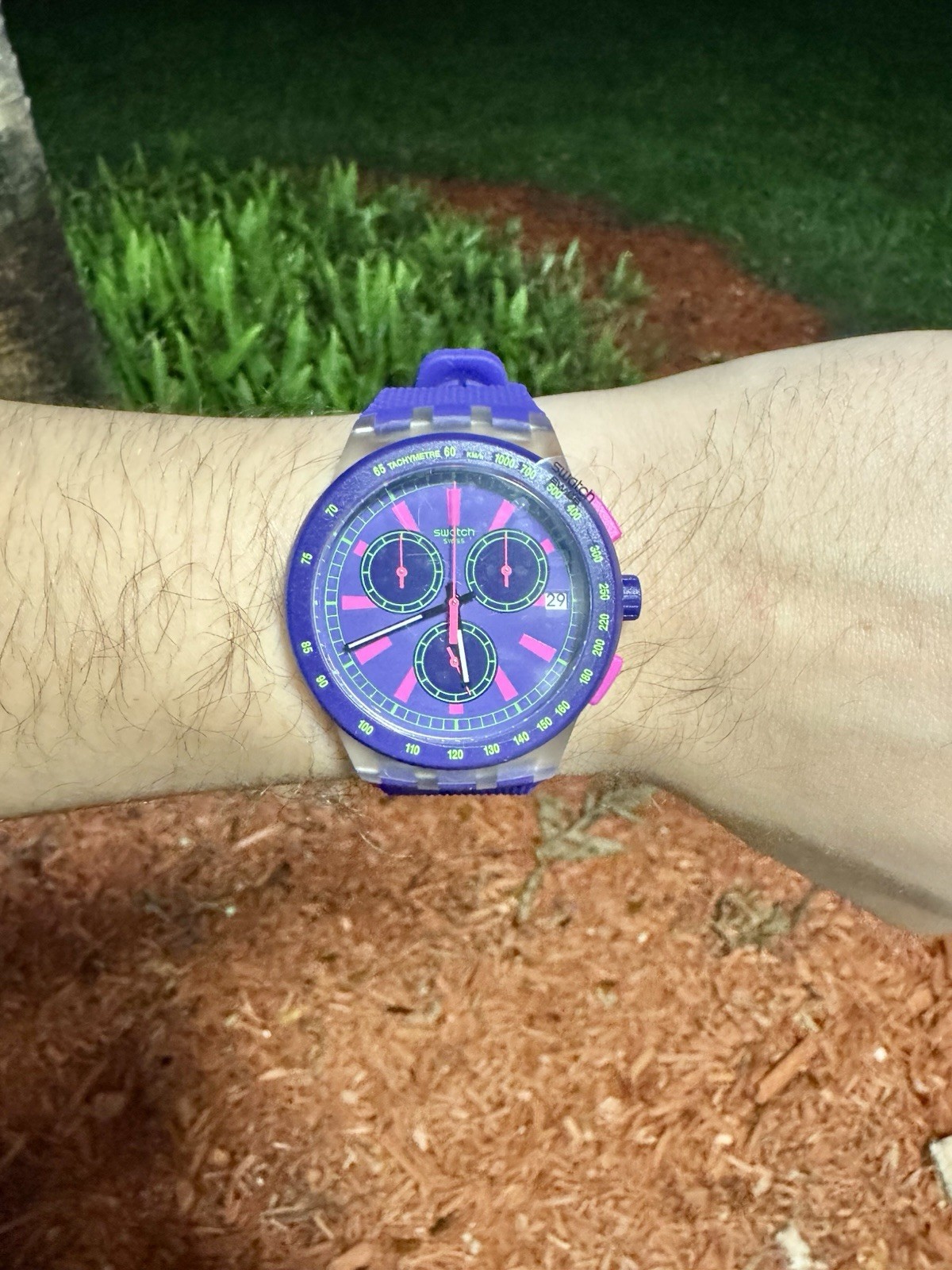 NEW🚨 Swatch PURP LOL Chronograph SUSK400 Swiss Quartz Watch 42mm