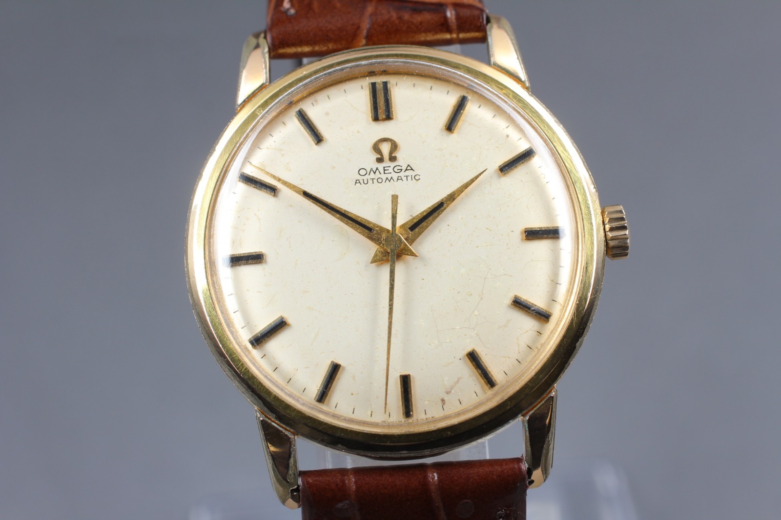 VINTAGE 1960s Omega Automatic 14702 SC Cal.552 Gold Round 33mm Men Watch JAPAN