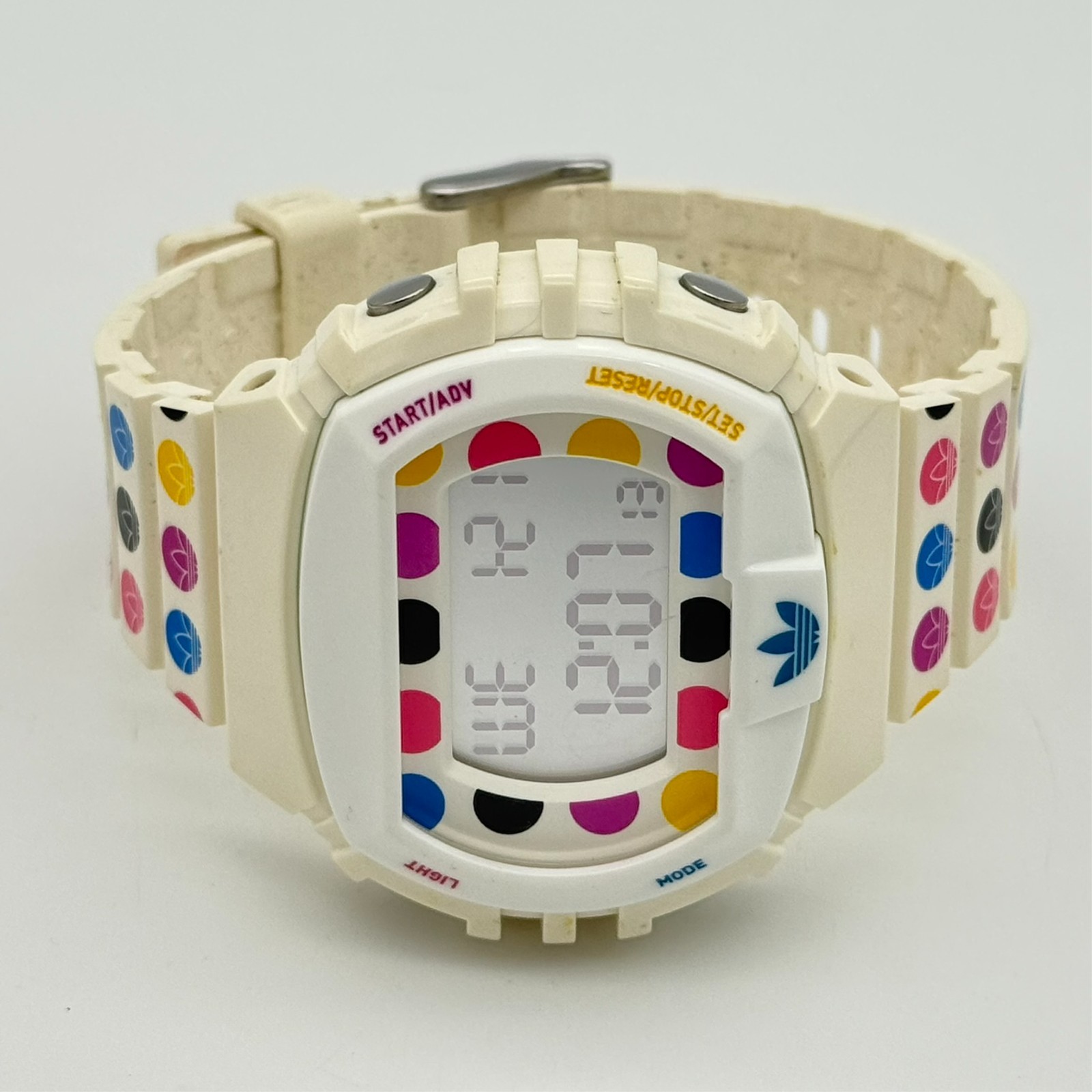 Unisex ADIDAS White & Multicolor Rubber Modern Digital Sport Watch, 53mm ADH6133