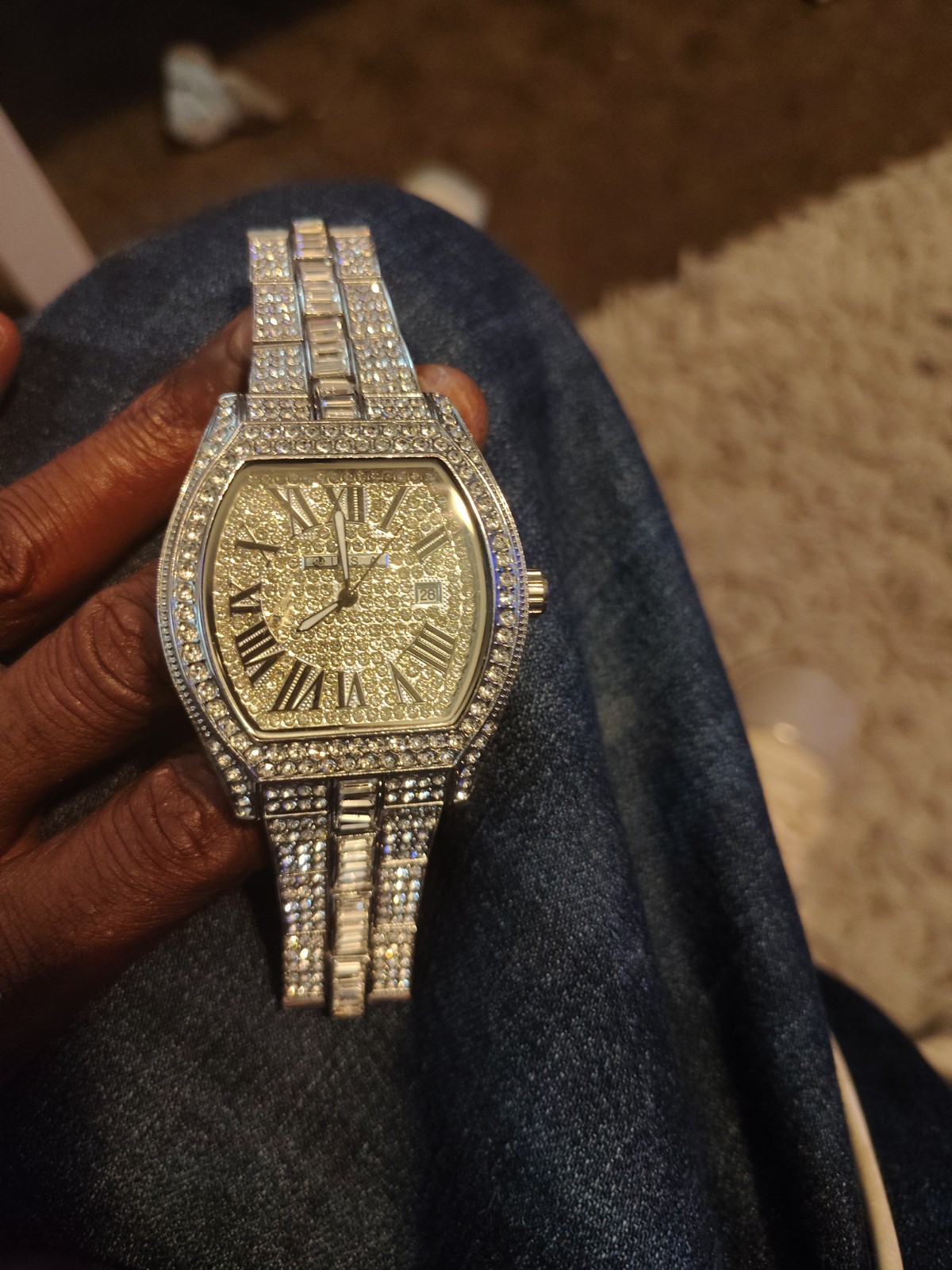 Mens Cartier Roadster XL Chronograph Diamond 49mm x 43mm Watch White Dial