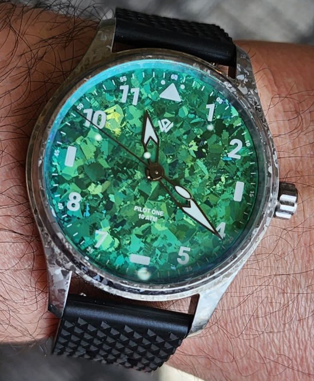 Wicked Watches Co Switzerland 5-year Anniversary Flieger Crystallised Ti Aqua