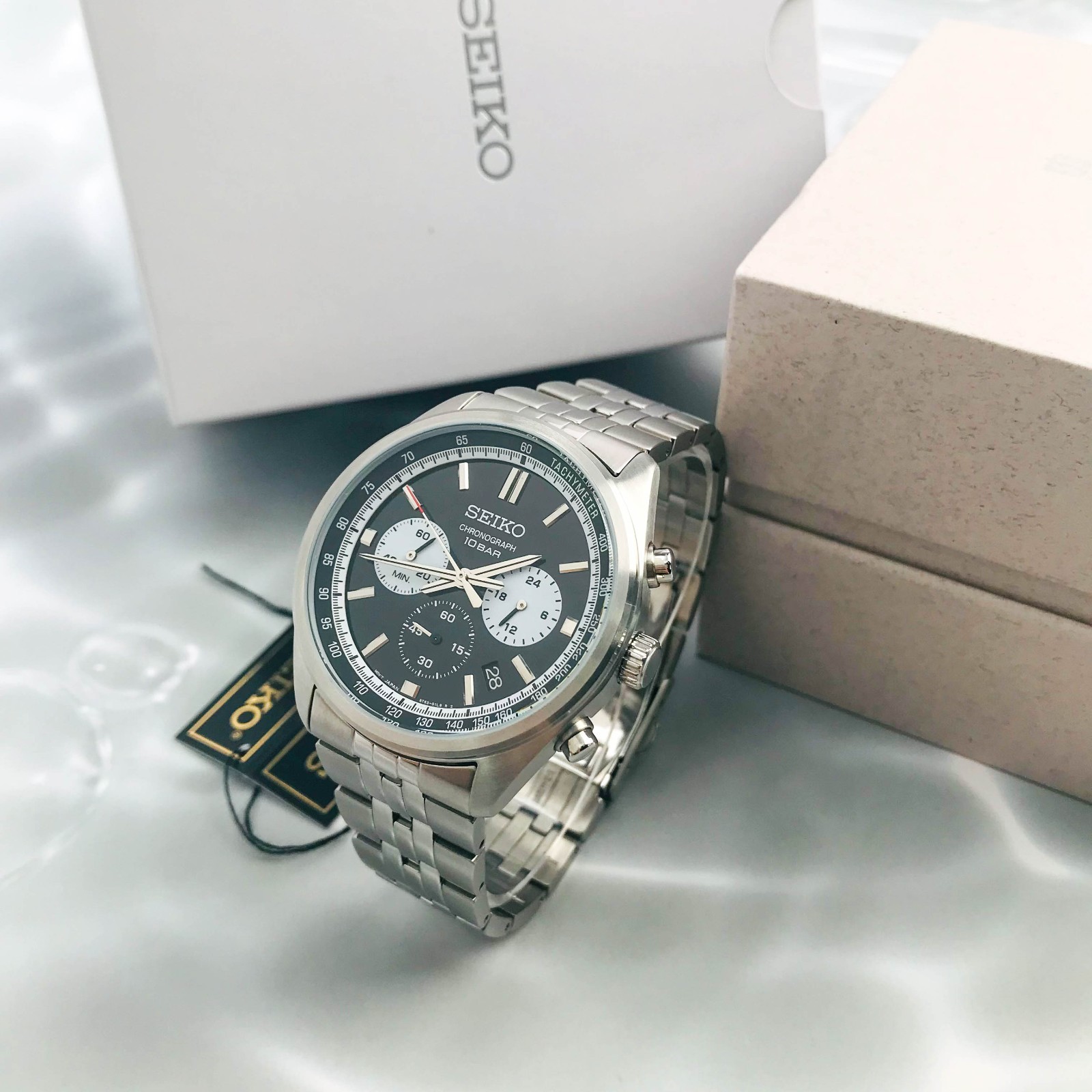 Seiko Essentials SSB429 Motorsports Chrono Quartz Black Dial Men’s Watch 41.5 mm