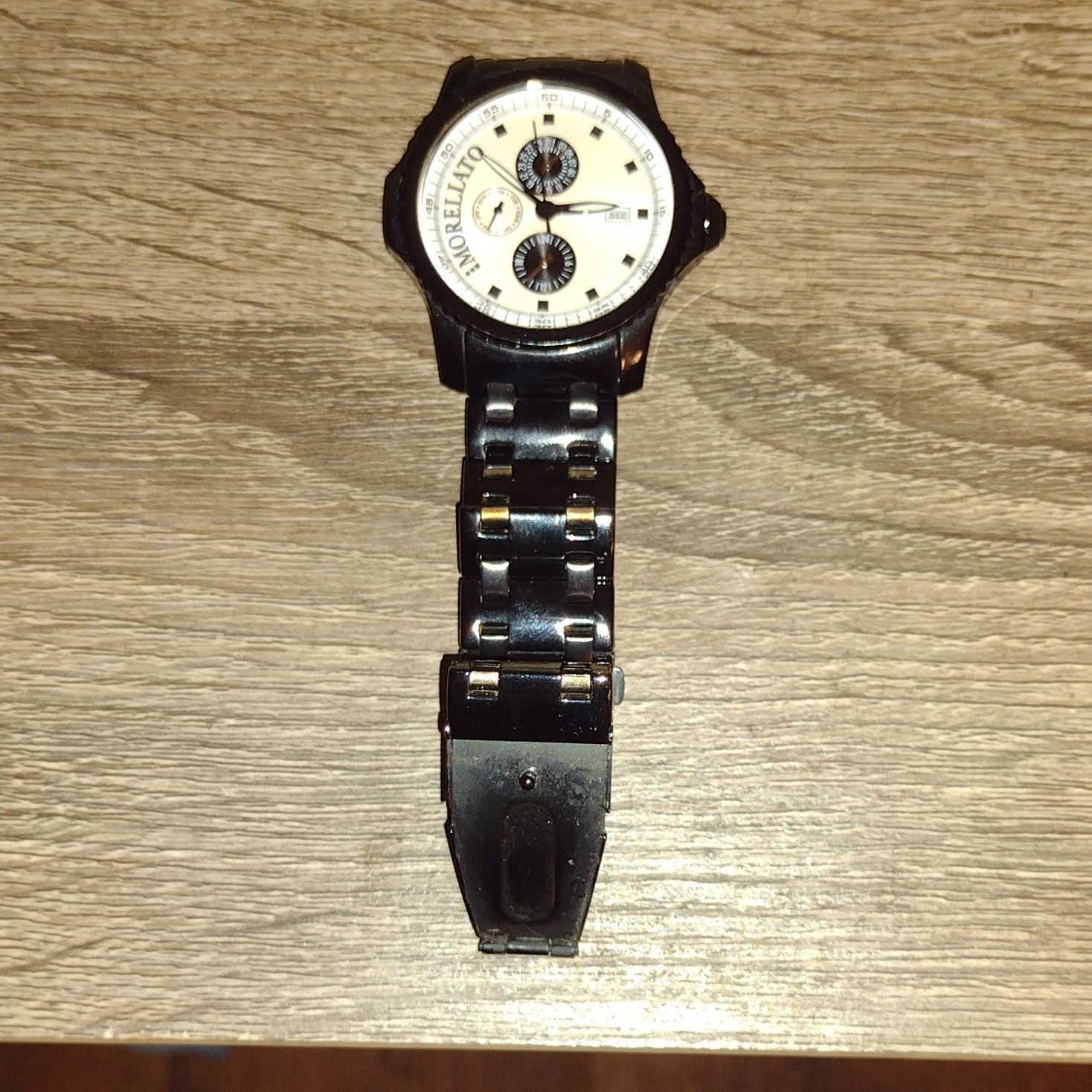 Morellato Men’s Quartz Day/Date 24-Hour Black SS Bracelet White Dial 44mm