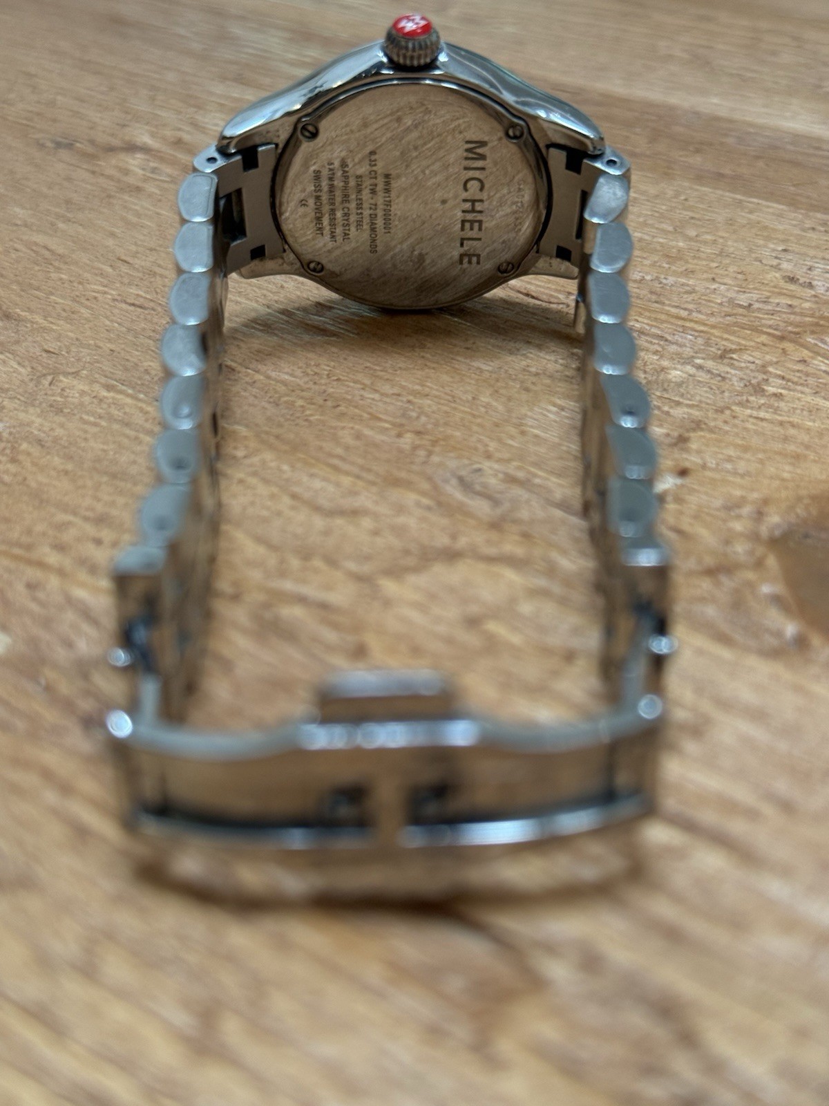 MICHELE Jetway Women’s Watch Swiss Quartz Diamond Bezel Silver SS Watch 32mm 50m