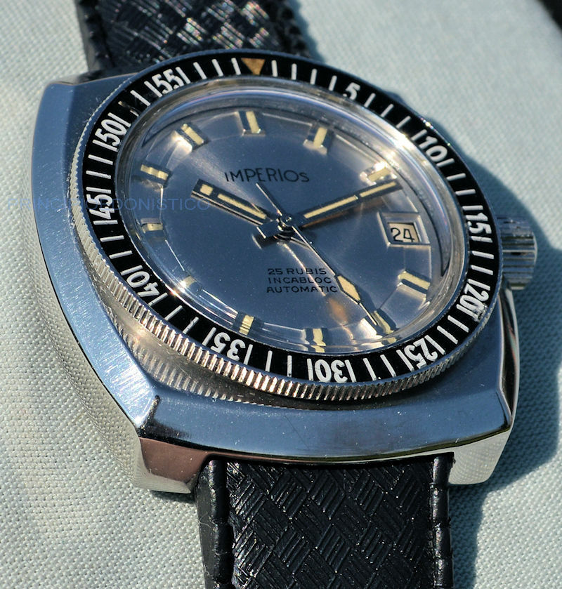 Rare Imperios Diver Sub 150Mt Steel Watch Bakelite Bezel Screw Crown