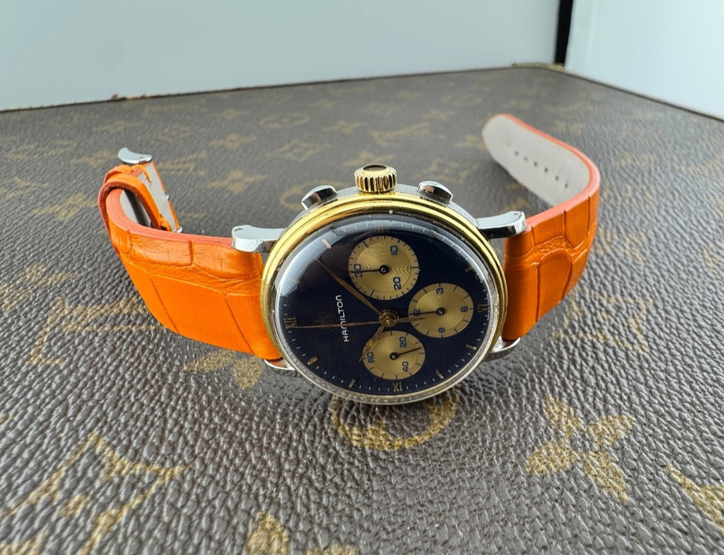 Hamilton Lancaster U.S.A Chronograph Lemania 1873 Caliber Blue Dial Steel-Gold