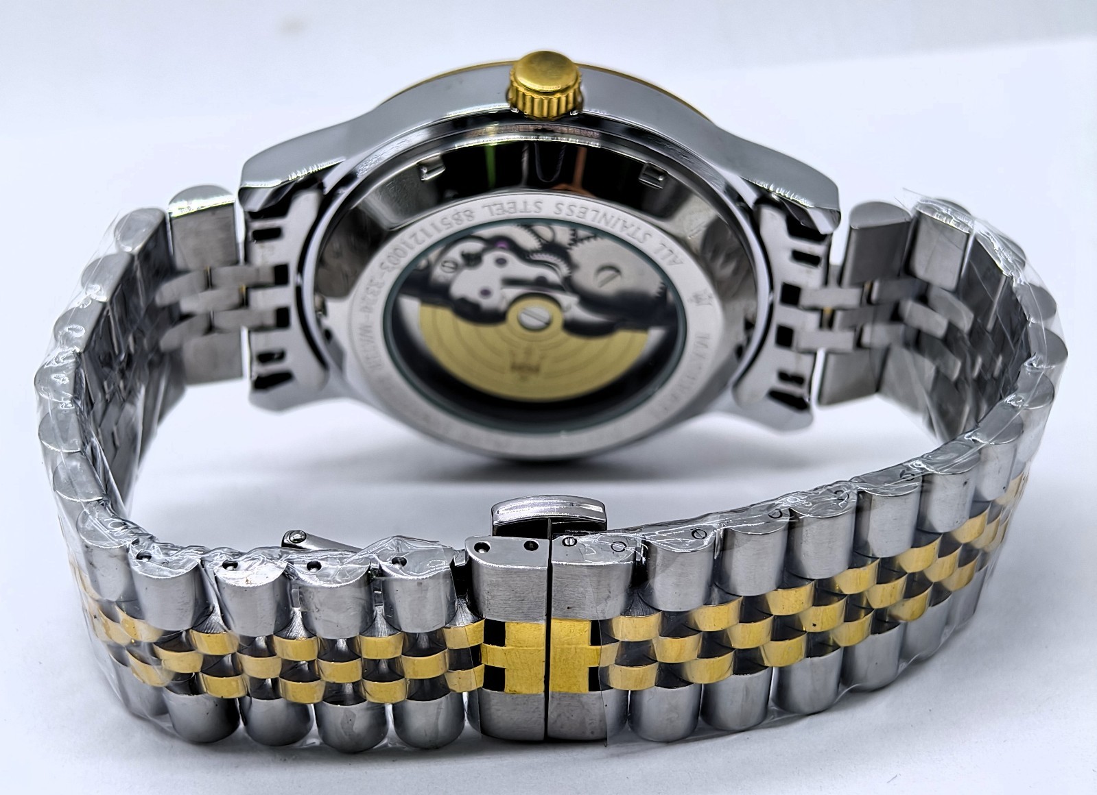 Amazing Maserati Automatic Black Dial Dual Tone Band Analog Men’s Wrist Watch