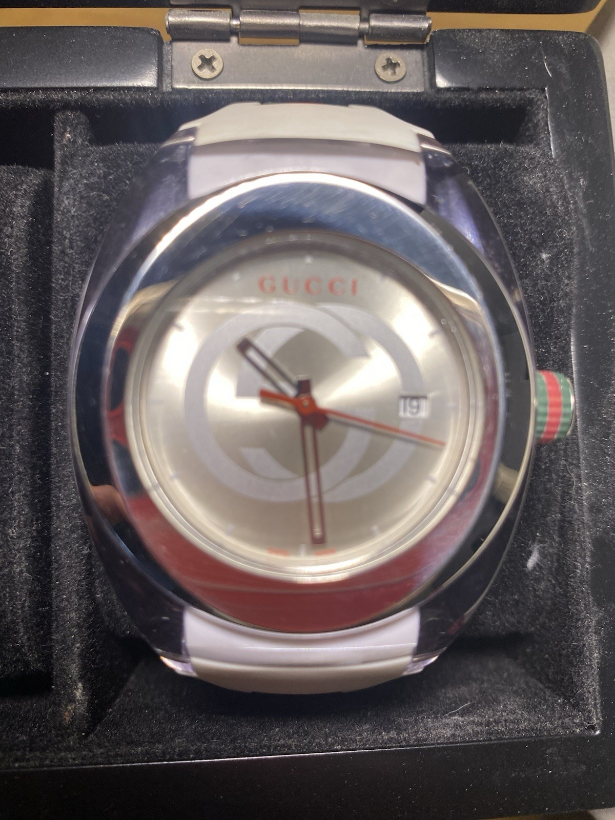 Gucci Sync 46mm Clear Transparent Nylon Case with White Rubber Straps