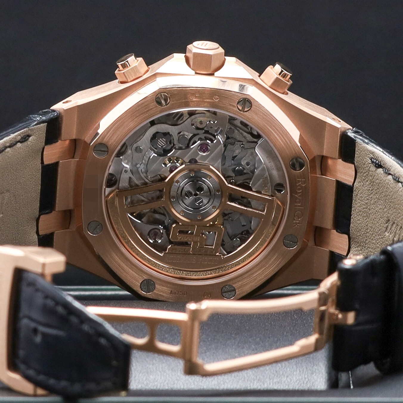 Audemars Piguet Royal Oak 41mm Rose Gold Black Tapisserie Dial Strap 26240OR