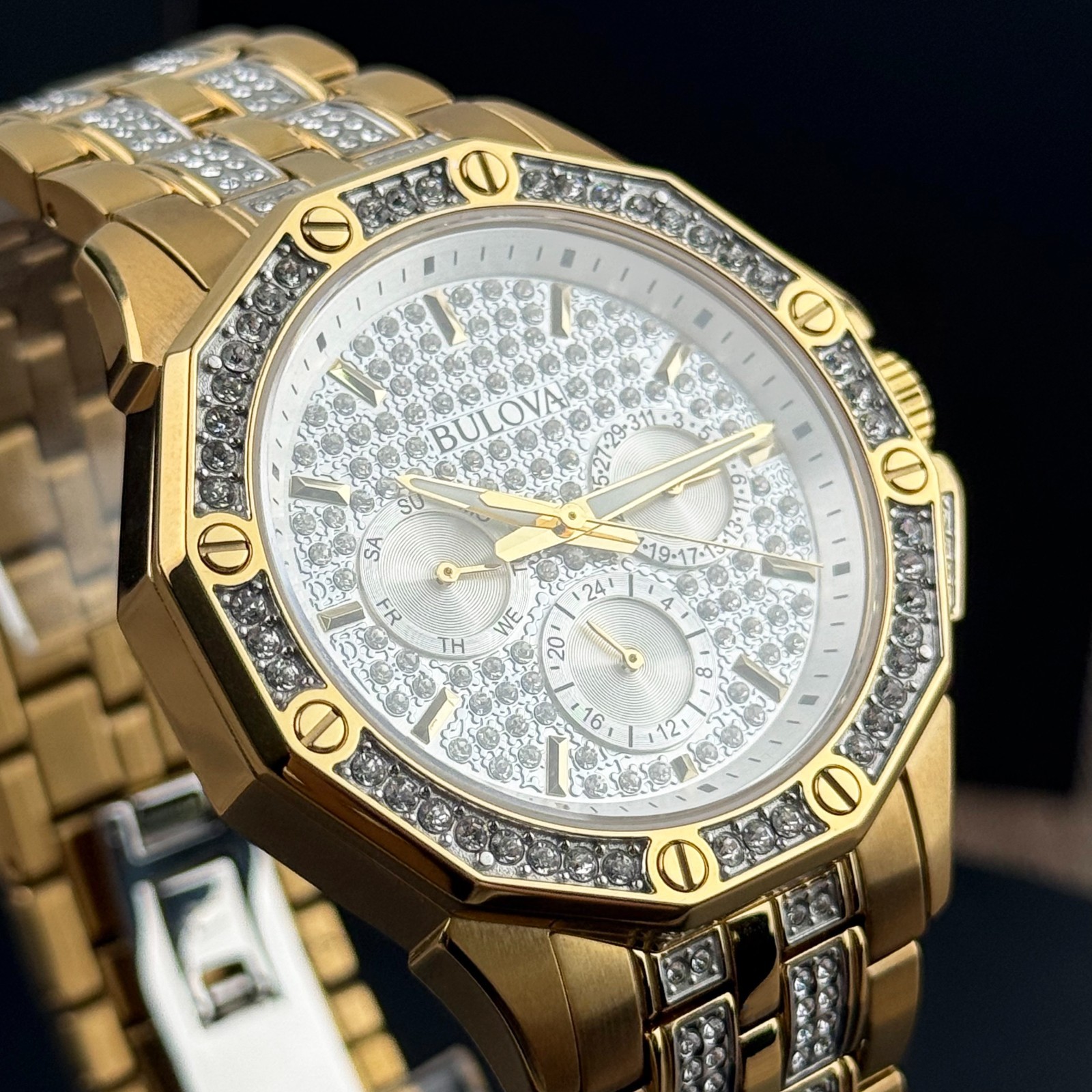 Bulova Octava 98C126 Crystal Dial Gold-Tone Stainless Steel Quartz Men’s Watch