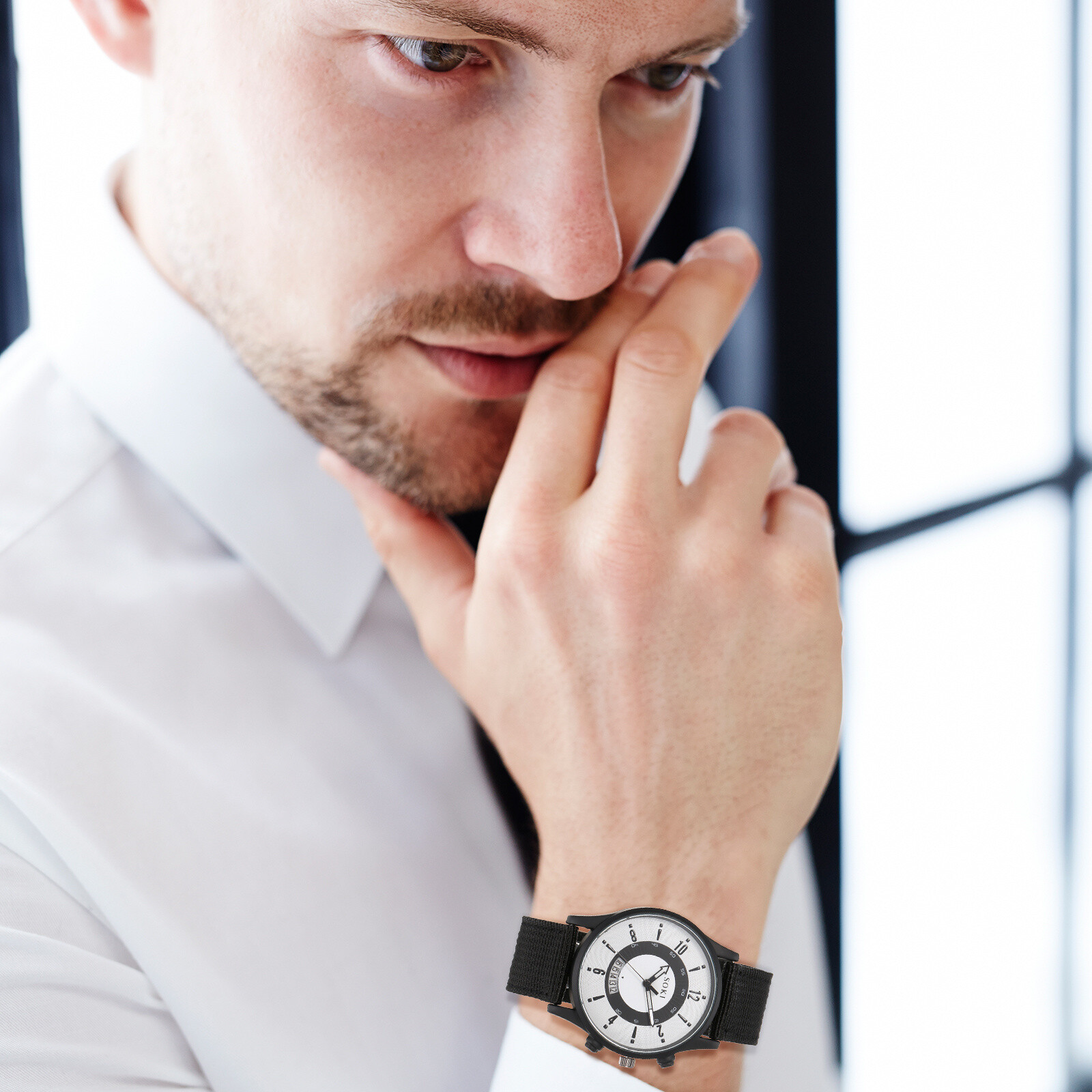 Men’s Casual Simple Arabic Numberals Dial Nylon Strap Sports Quartz Wrist Watch