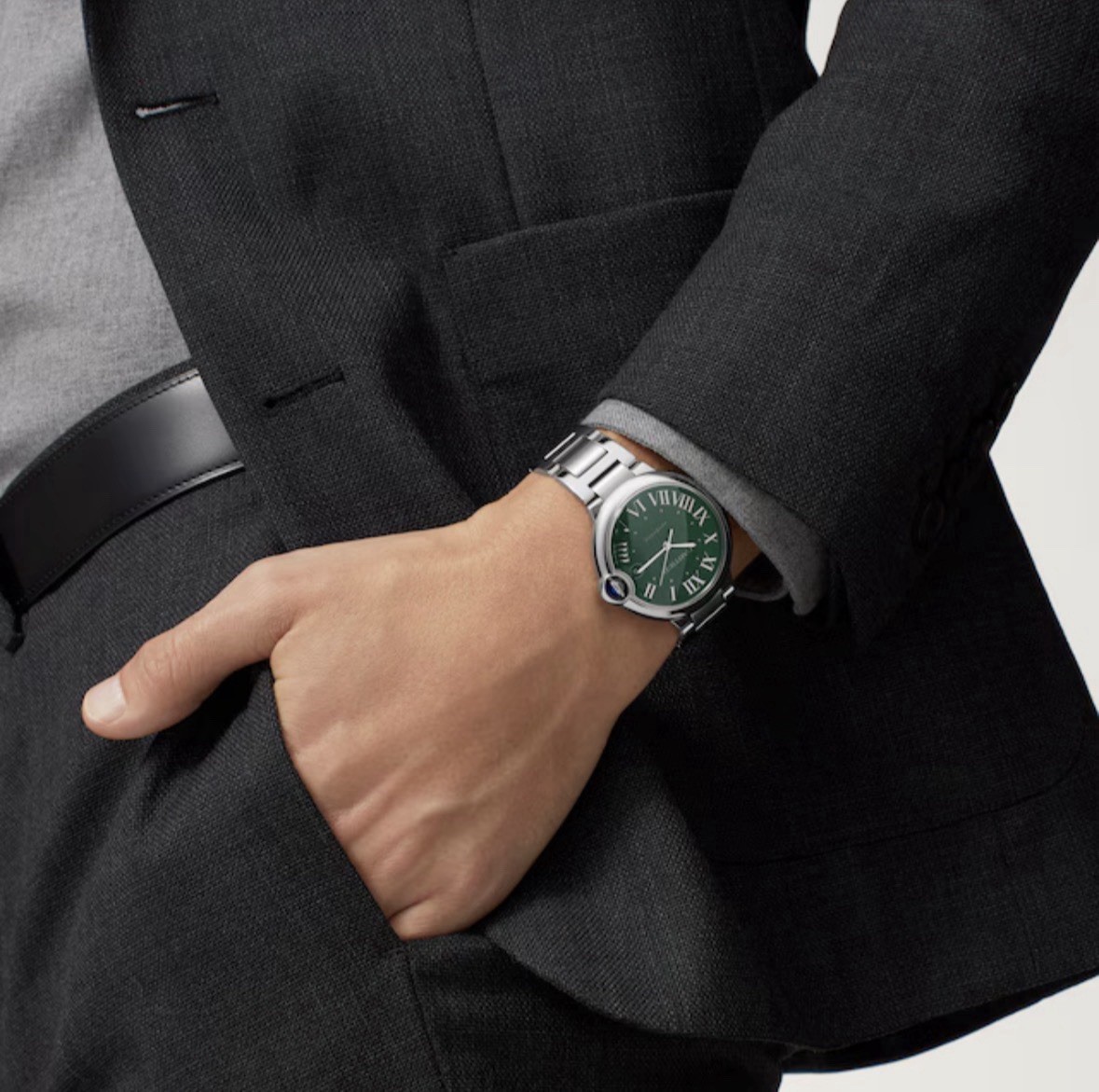 Cartier Ballon Bleu 40mm Automatic Green Dial Steel Bracelet w/ Box & Papers