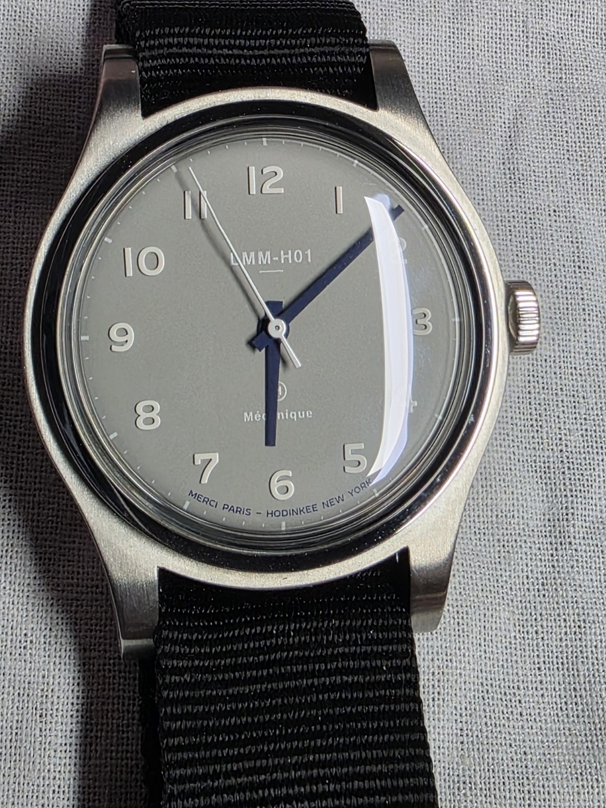Merci Paris LMM‑H01 × HODINKEE – Gray Dial – 37.5mm – Nylon Strap