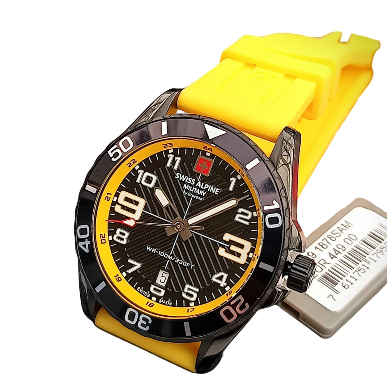 Swiss Alpine Military Black Dial Silicone Band Watch 7029.1878