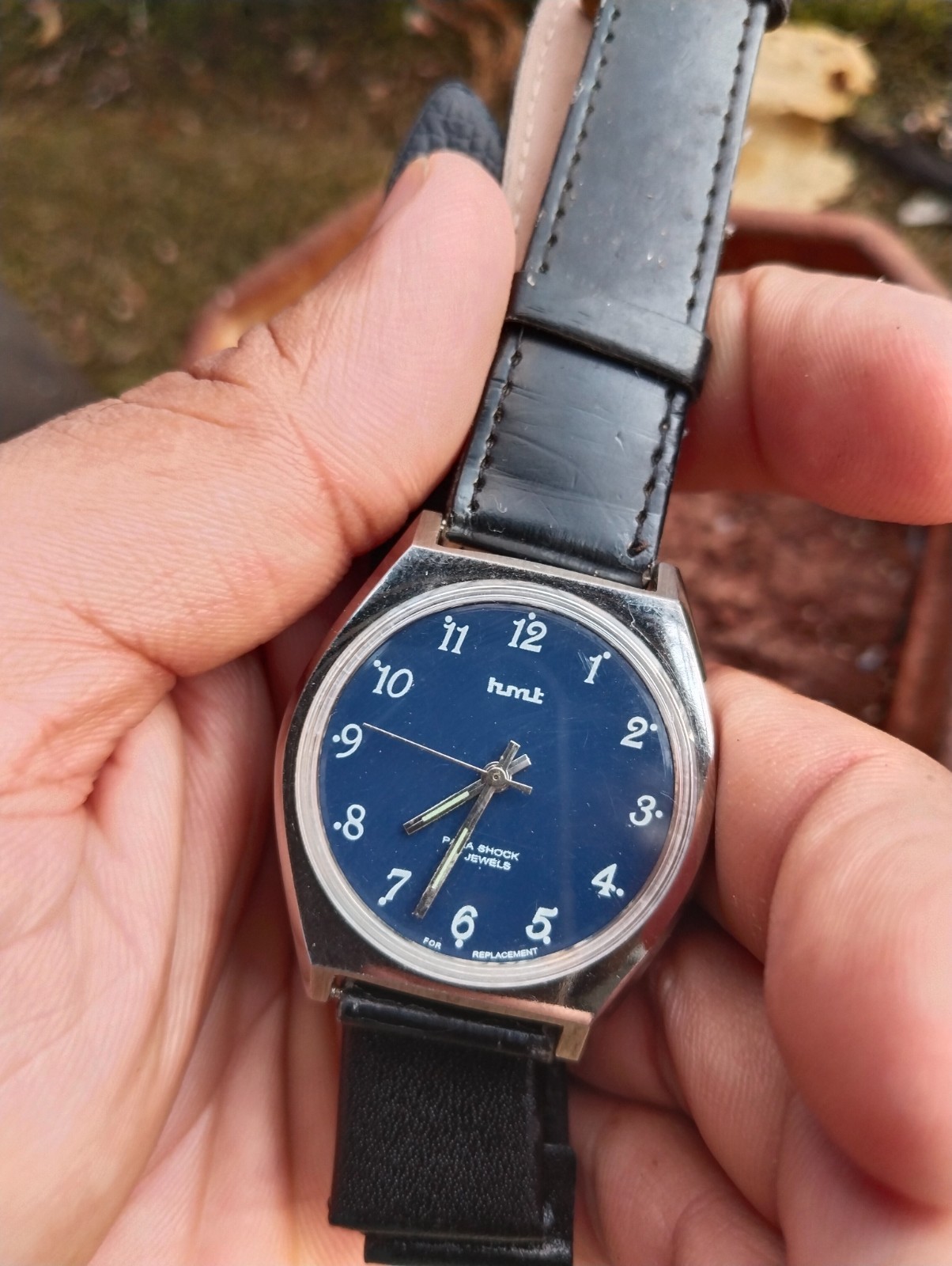 Used HMT Men’s Manual Watch Stealth Black Wrist Watch Blue HMT Pilot Hand Wind