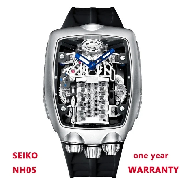 🔥USA🔥Pindu BUGATTI STYLE Engine 16 Cylinder Men’s Seiko NH05 Automatic Watch