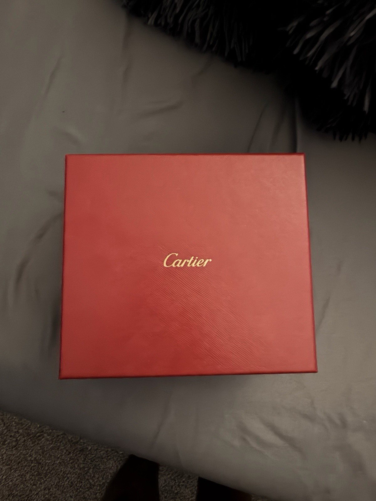 Cartier Santos Quartz Silver Dial Black Leather Strap w/ Box