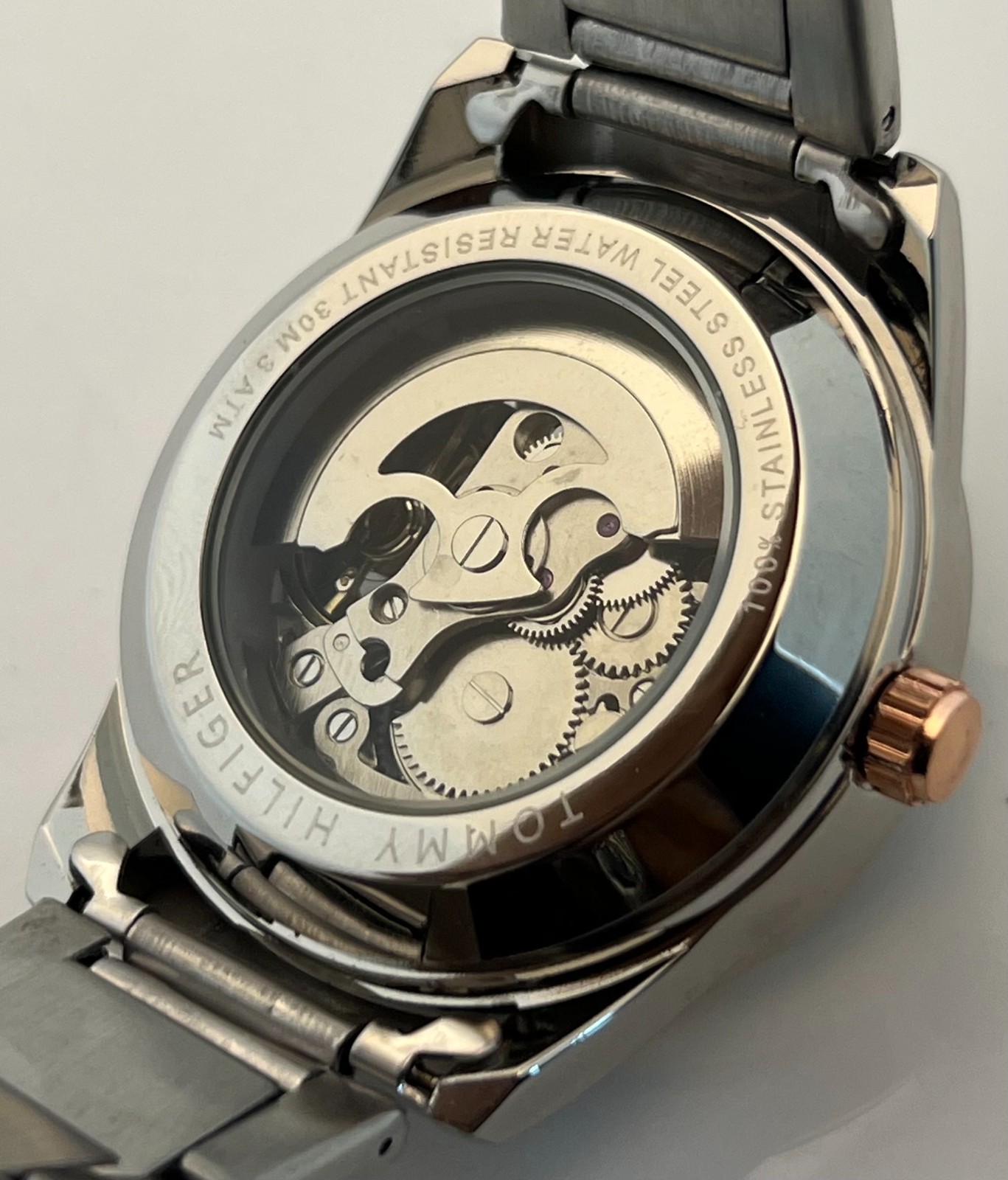 Fabulous Men’s Tommy Hilfiger Automatic Skeleton Black Dial Working Wristwatch