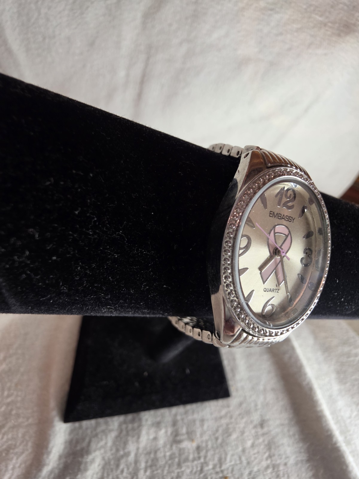 ​Embassy Pink Ribbon Breast Cancer Awareness Women’s Watch Silver Tone EM3522L