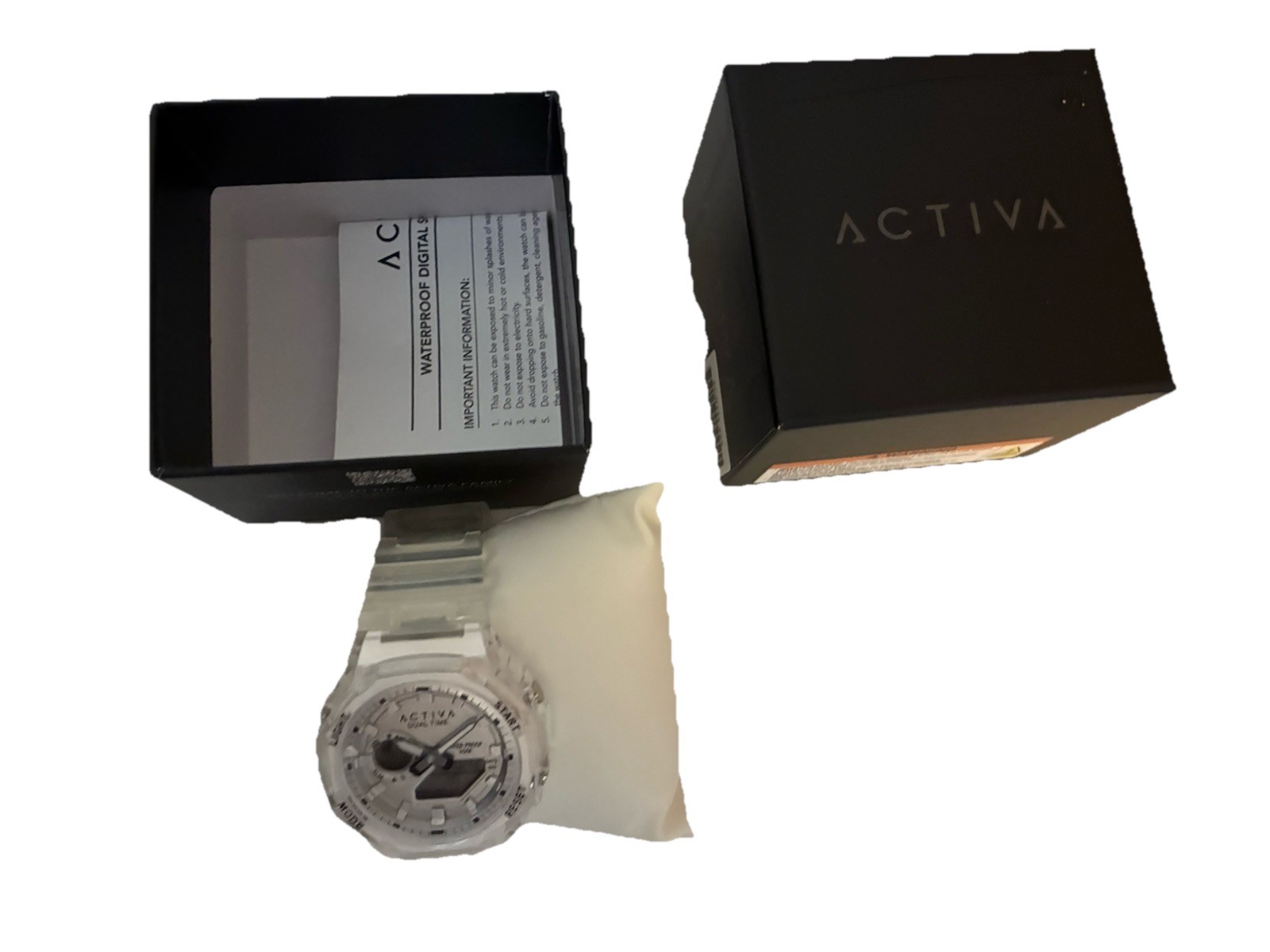 Activa Recon ACW423-016 Unisex 45.5mm Digital Watch Clear White Sport New