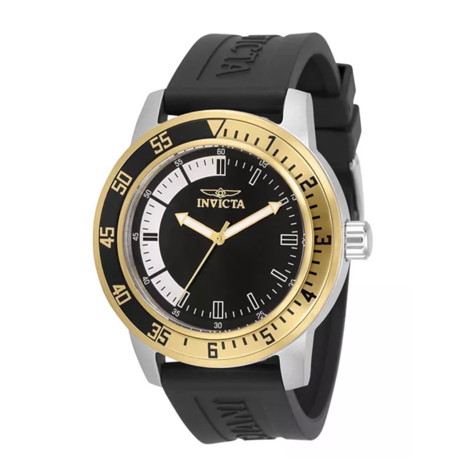 Invicta Pro Diver 34097 Men Black Dial Gold Bezel Silicone Strap Watch New