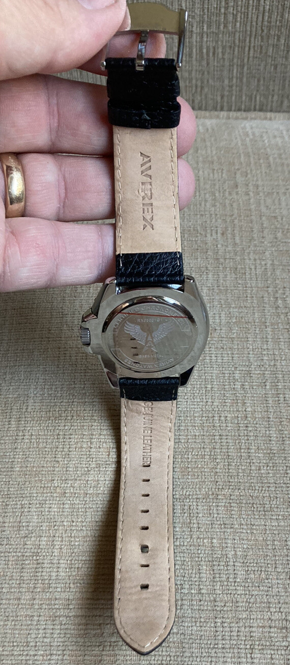 Avirex Professional 30 M Wristwatch Three Hand Collection Leather Band 65001G1